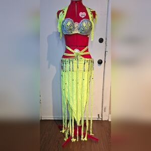 Brand New Mona Leza Professional Bellydance Costume OOAK Egypt Bra and Skirt